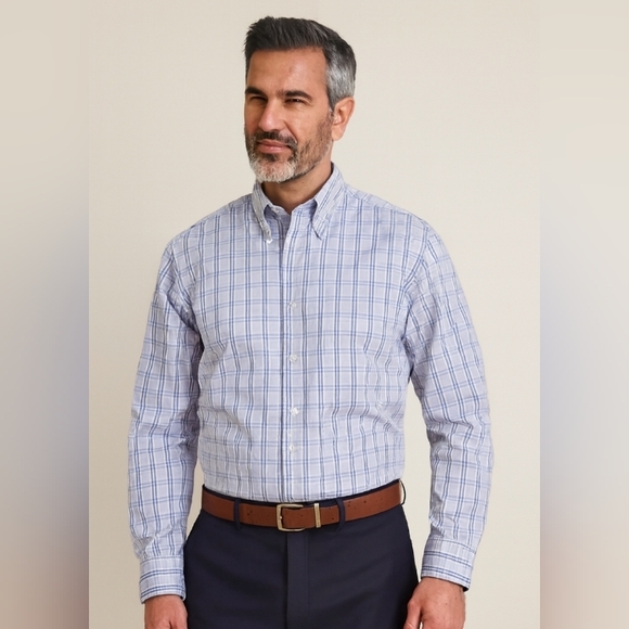 Kenneth Cole Reaction Other - Kenneth Cole Reaction Plaid Button Down Shirt Blue 17-17.5